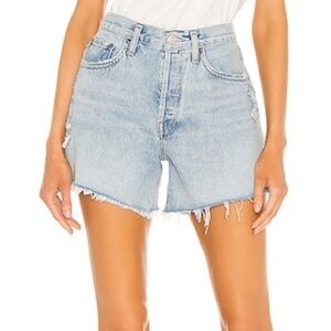 AGOLDE Light Blue High-Rise Denim Cutoff Shorts